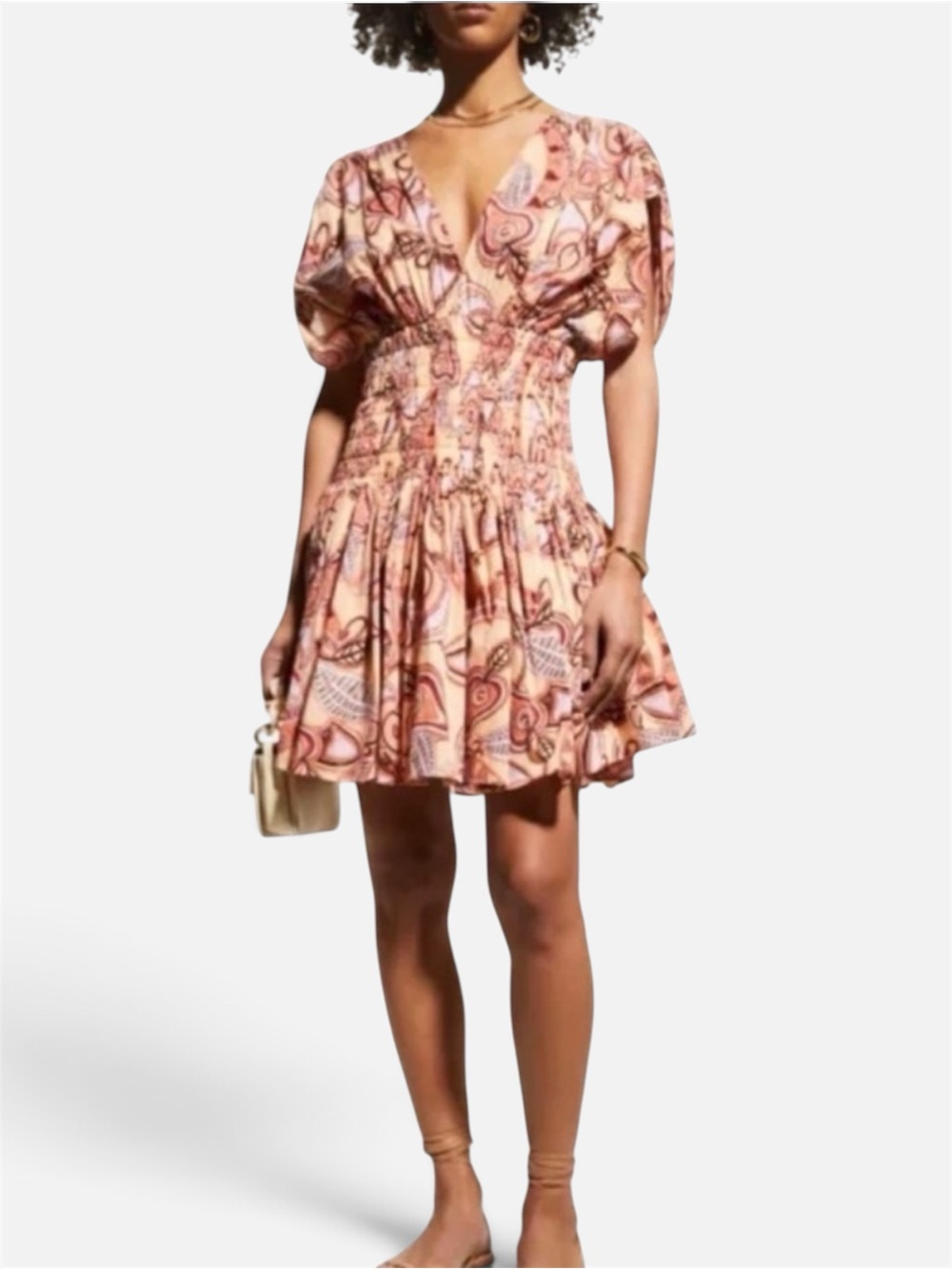 A.L.C. Luna Smocked Split-Sleeve Mini Dress